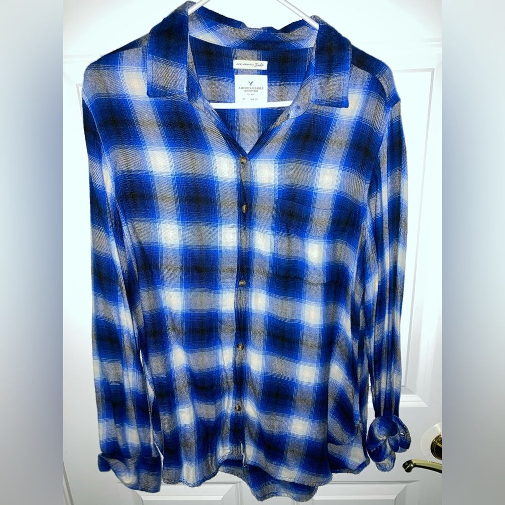 American Eagle Blue Flannel Shirt